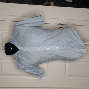 Manhattan Vintage 1960s 1970s Blue Button Down Shirt Size Medium